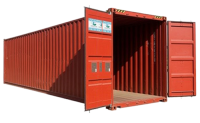 Contenedor Rojo con Puertas Abiertas